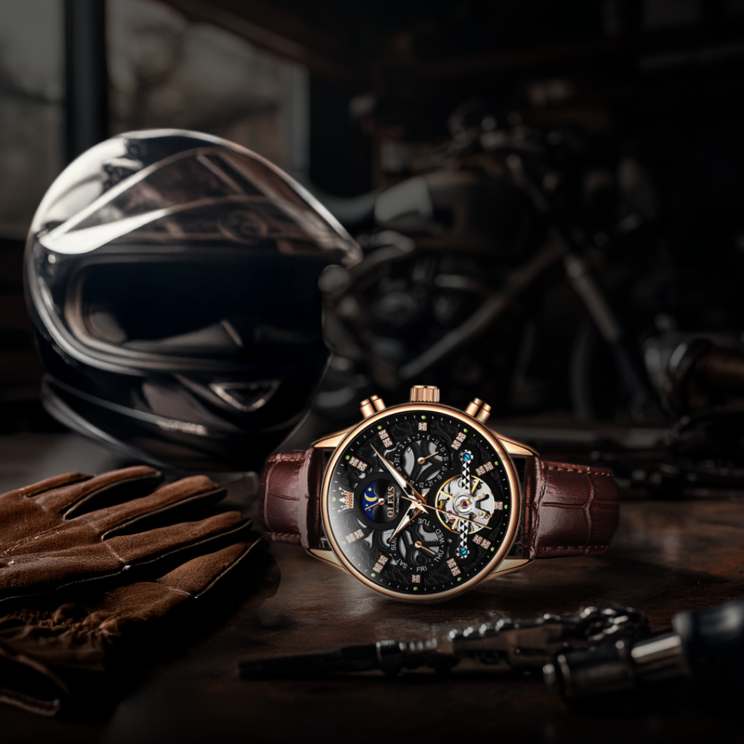 Midnight Chrome Edition Watch with Luminous Dial and Water Resistance – Motorhead Rebel Collection 2