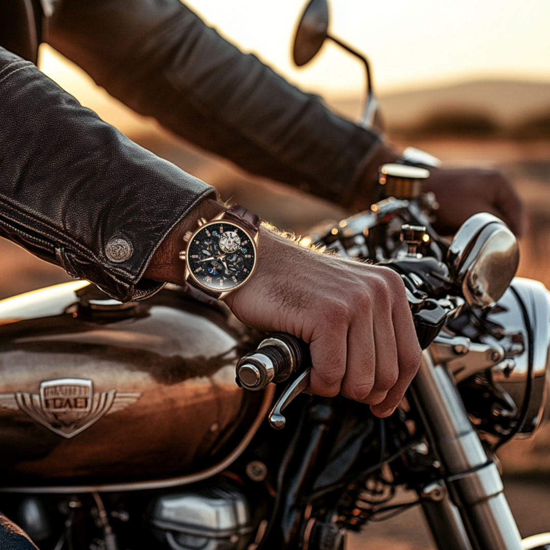 Midnight Chrome Edition Watch with Luminous Dial and Water Resistance – Motorhead Rebel Collection 5