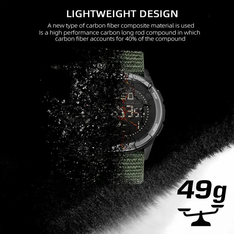 Military Digital Sports Watch with Compass and Water Resistance – Lightweight Carbon Fiber Design 5