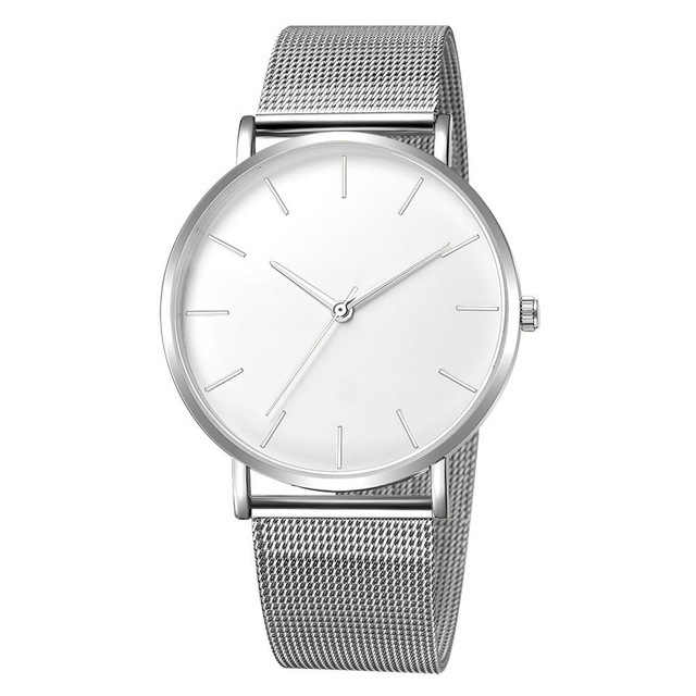 Minimalist Quartz Watch with Stainless Steel Mesh Strap – Sleek Design and Water Resistant 0