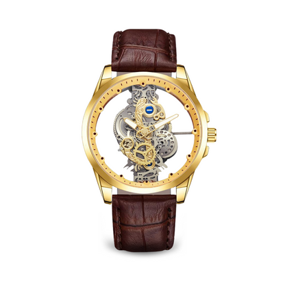 Motorhead Lone Wolf Wild Gold Edition - Skeleton Dial Watch with Leather Strap 9
