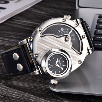 Multi-Time Zone Leather Strap Watch with Quartz Movement – Stylish and Durable for Modern Men 5