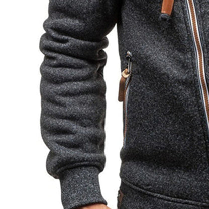 Men's Asymmetrical Zip Hooded Jacket - Stylish & Functional Outerwear for Everyday Wear
