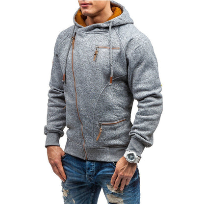 Men's Asymmetrical Zip Hooded Jacket - Stylish & Functional Outerwear for Trendy Looks