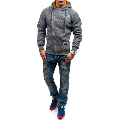 Men's Asymmetric Hooded Zip Jacket - Stylish & Functional Outerwear for Trendy Looks