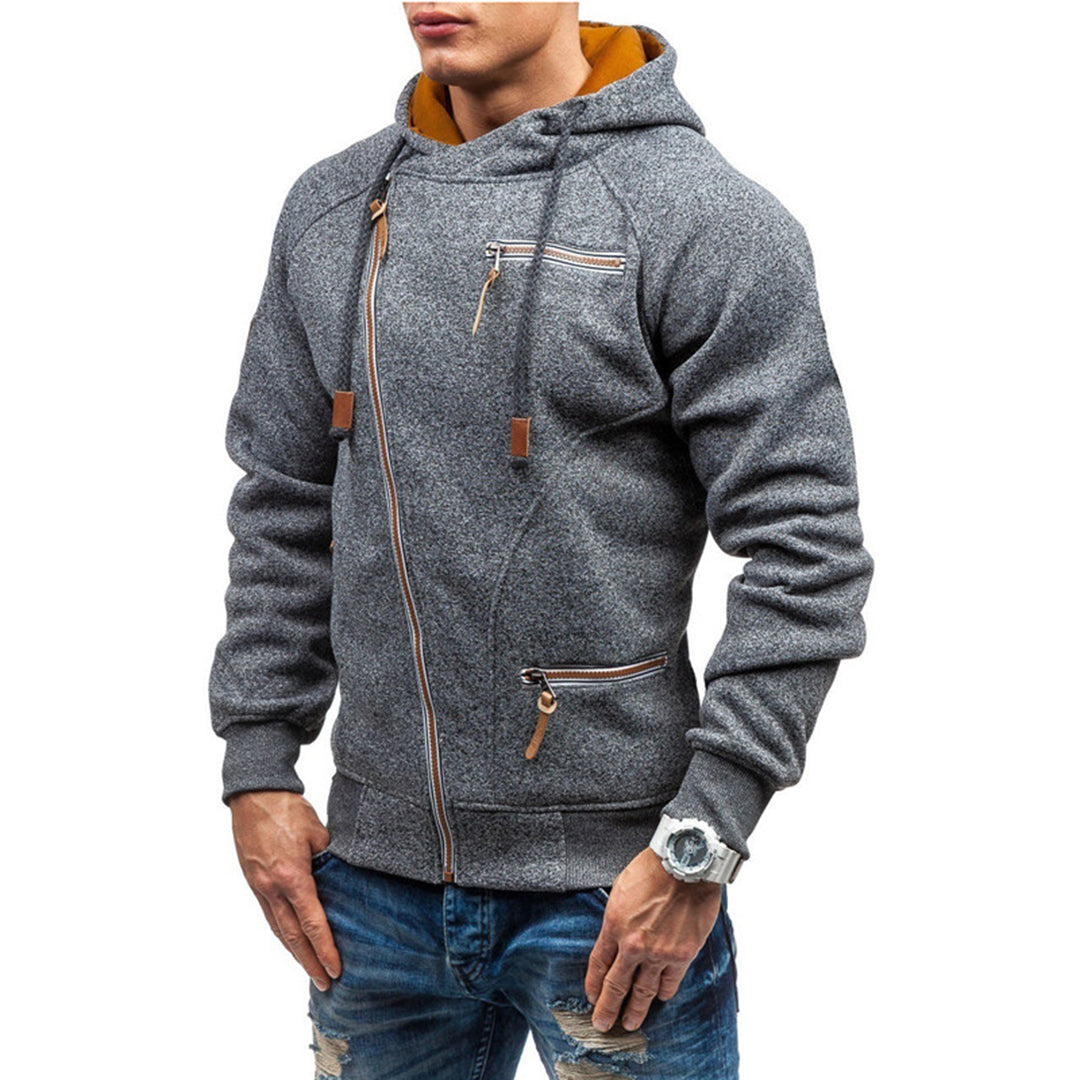 Men's Asymmetrical Zip Hooded Jacket - Stylish & Versatile Outerwear for Casual & Active Wear