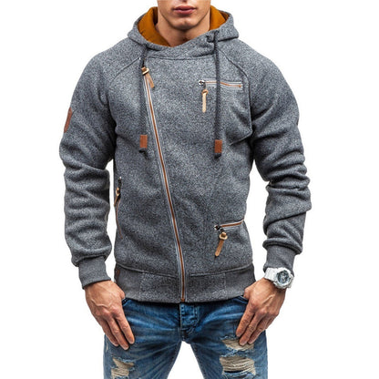 Men's Asymmetrical Zip Hooded Jacket - Stylish, Trendy Outerwear for Casual and Active Wear