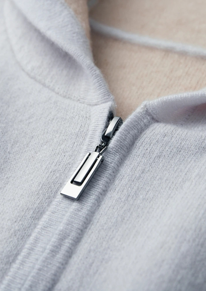 Premium Cashmere Two-Tone Zipper Hoodie