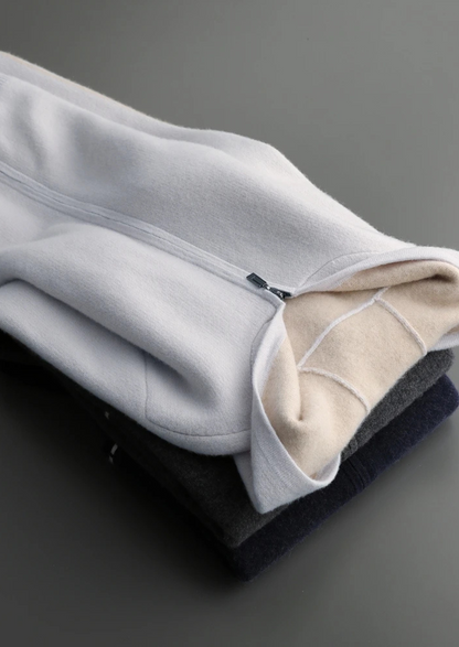 Premium Cashmere Two-Tone Zipper Hoodie