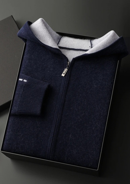 Premium Cashmere Two-Tone Zipper Hoodie