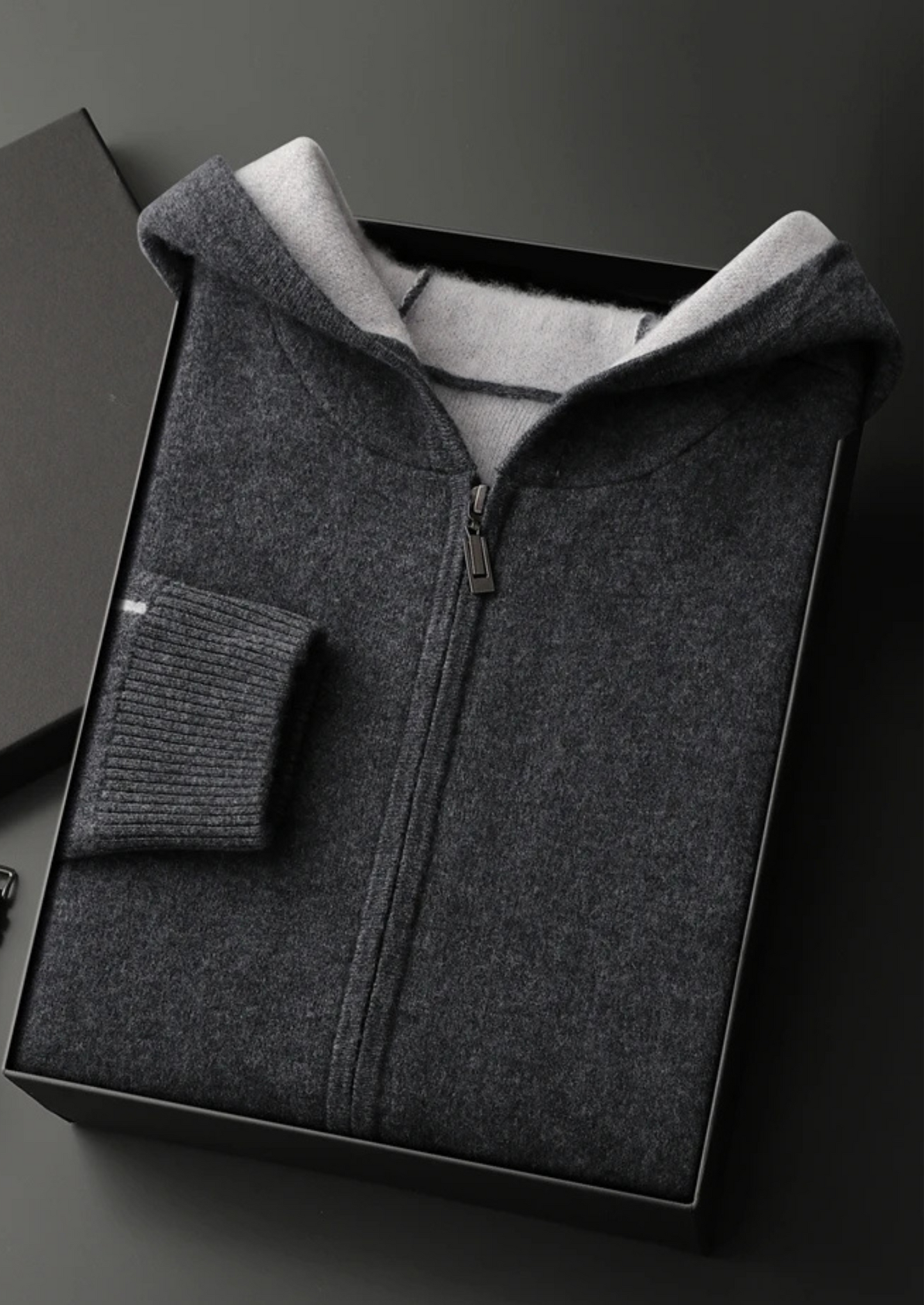 Premium Cashmere Two-Tone Zipper Hoodie