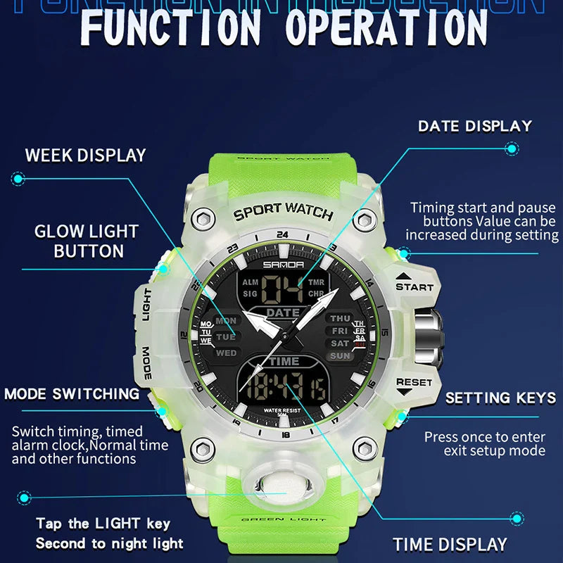 Premium Military Sports Watch with Dual Display, 50M Waterproof, Shock-Resistant Outdoor Timepiece 7