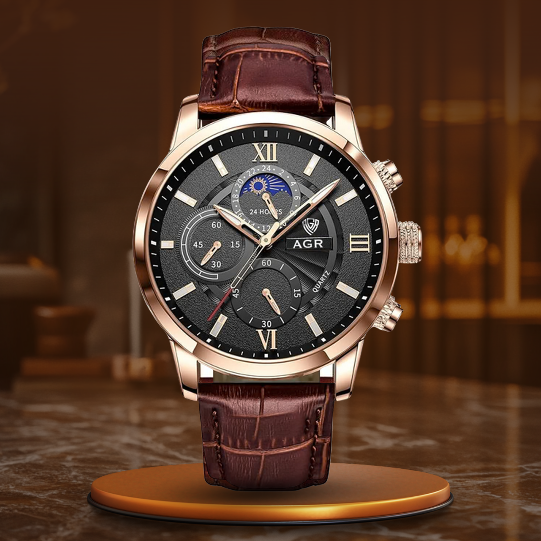 Quartz Watch with Moon Phase Dial – 43mm Case