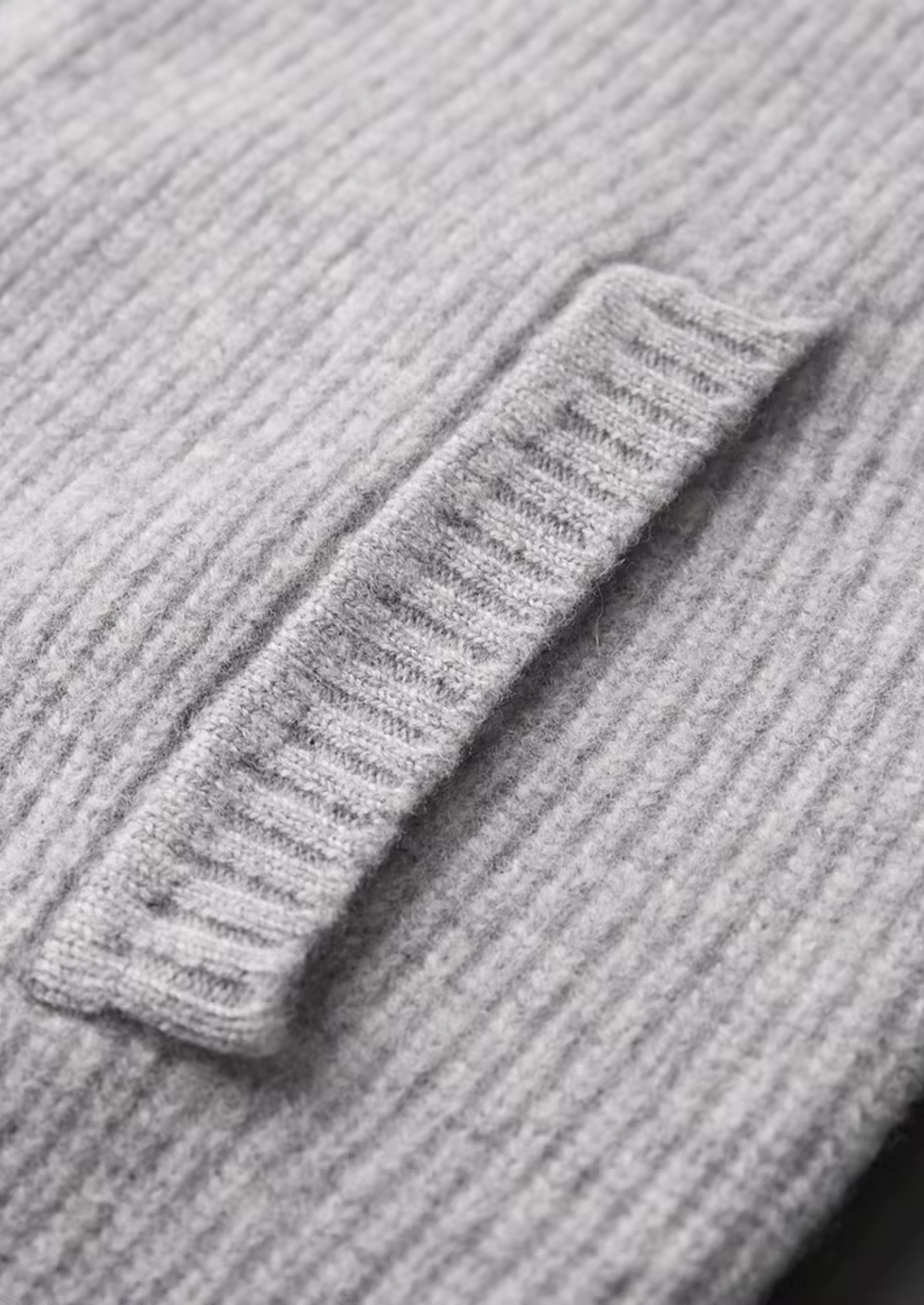 Ribbed Cardigan Grey Extra-Fine Merino Wool 3