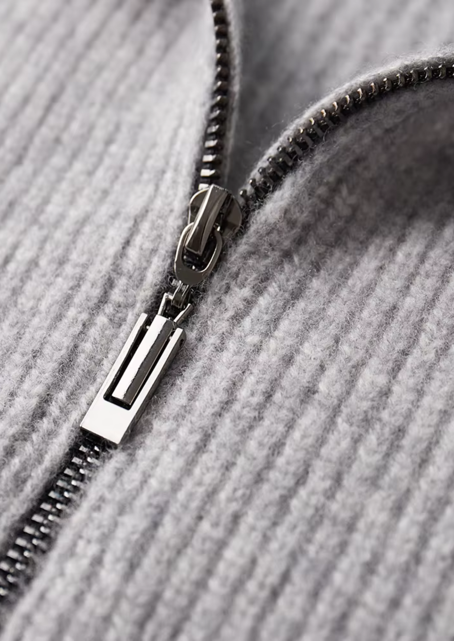 Ribbed Cardigan Grey Extra-Fine Merino Wool 8