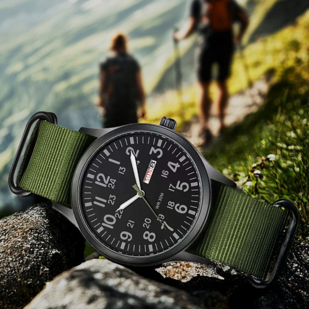 Rugged Trailblazer Field Watch with Fabric Strap – Durable and Stylish Outdoor Timepiece 5