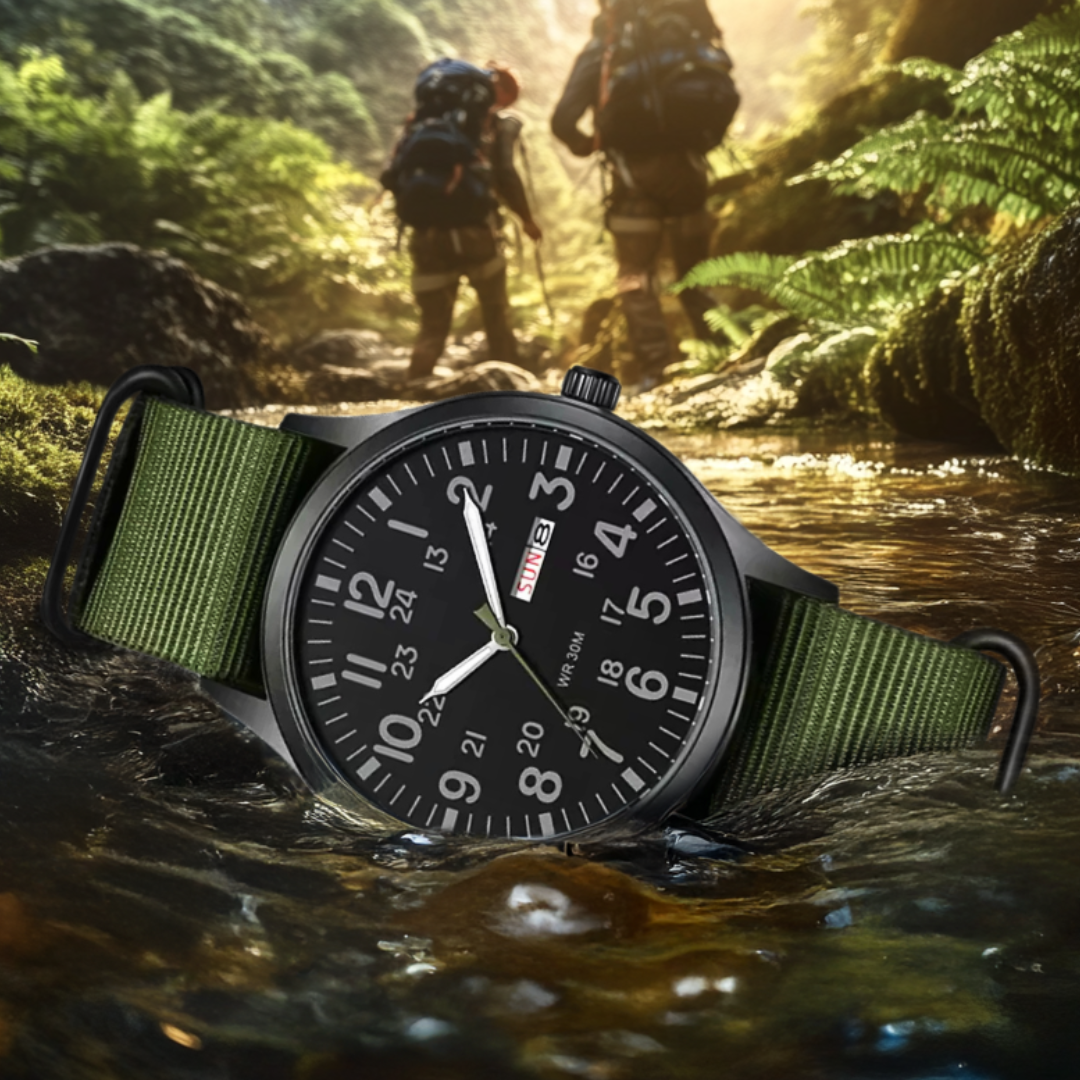 Rugged Trailblazer Field Watch with Fabric Strap – Durable and Stylish Outdoor Timepiece 7