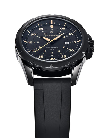 Men’s Bold Quartz Watch – Dual-Tone Stainless Steel with Sporty Silicone Band