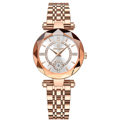 Women’s Ultra-Thin Quartz Watch – Luminous Hands with Diamond-Cut Crystal