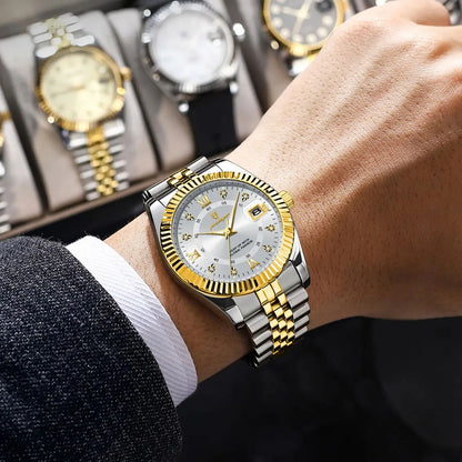 Men’s Business & Casual Quartz Watch – Two-Tone Bracelet with Date