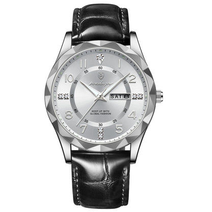 Men’s Luxury Quartz Watch – Leather Band with Luminous Display