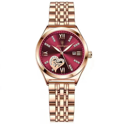 Women’s Luxury Quartz Watch – Stainless Steel Bracelet with Luminous Display