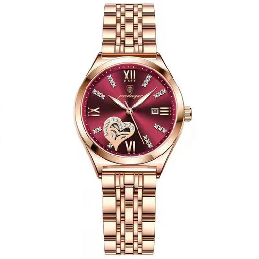 Women’s Luxury Quartz Watch – Stainless Steel Bracelet with Luminous Display