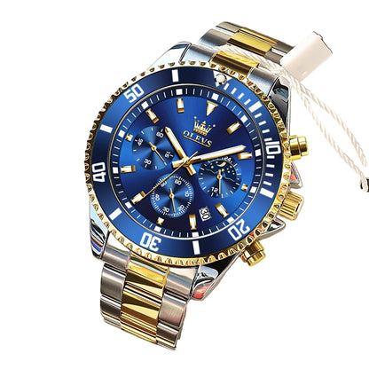 Men’s Quartz Watch – Stainless Steel Band with Day-Date Display