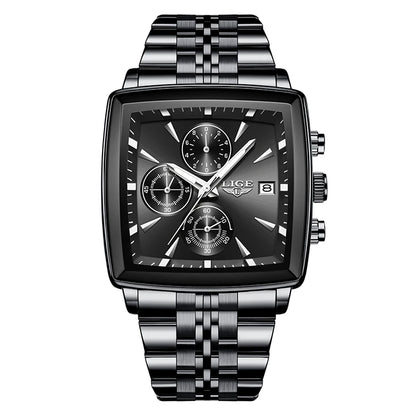 Men’s Square Stainless Steel Quartz Watch – Elegant Business & Casual Style