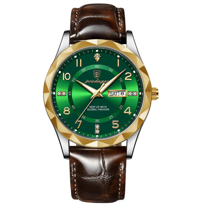 Men’s Luxury Quartz Watch – Leather Band with Luminous Display