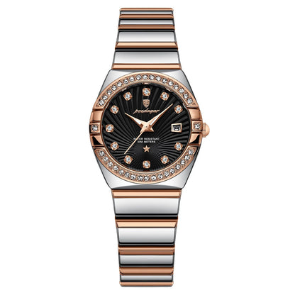 Women’s Diamond Quartz Watch – Two-Tone Stainless Steel with Luminous Display