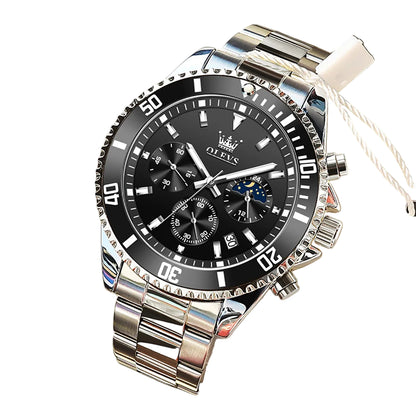 Men’s Quartz Watch – Stainless Steel Band with Day-Date Display