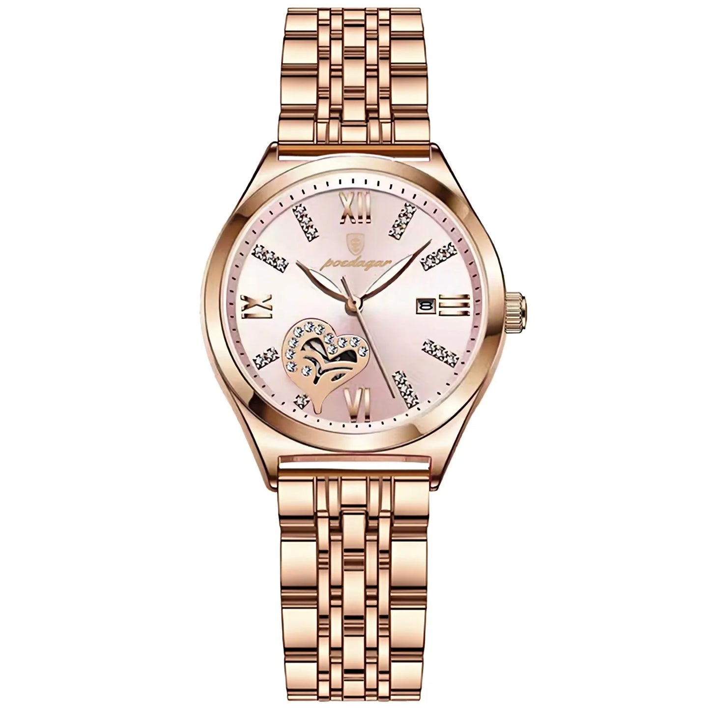 Women’s Luxury Quartz Watch – Stainless Steel Bracelet with Luminous Display