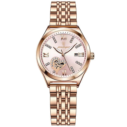 Women’s Luxury Quartz Watch – Stainless Steel Bracelet with Luminous Display