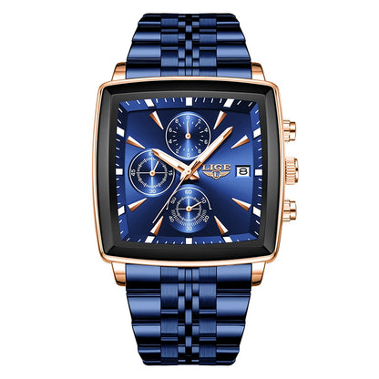 Men’s Square Stainless Steel Quartz Watch – Elegant Business & Casual Style