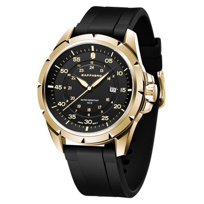 Men’s Bold Quartz Watch – Dual-Tone Stainless Steel with Sporty Silicone Band