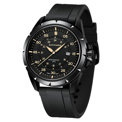 Men’s Bold Quartz Watch – Dual-Tone Stainless Steel with Sporty Silicone Band