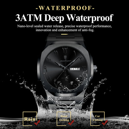 Men’s Quartz Watch – Arabic Numeral Dial with Stainless Steel Design