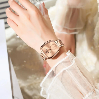 Women’s Irregular Dial Quartz Watch – Stainless Steel Strap with Water Resistance