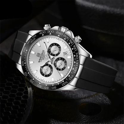 Men’s Sport Quartz Chronograph Watch – Silicone Band with Luminous Hands