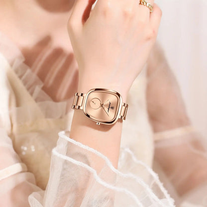 Women’s Irregular Dial Quartz Watch – Stainless Steel Strap with Water Resistance