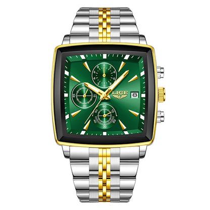 Men’s Square Stainless Steel Quartz Watch – Elegant Business & Casual Style