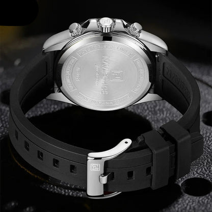 Men’s Sport Quartz Chronograph Watch – Silicone Band with Luminous Hands