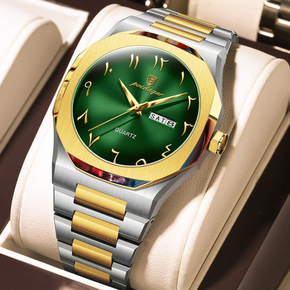 Men’s Quartz Watch – Arabic Numeral Dial with Stainless Steel Design