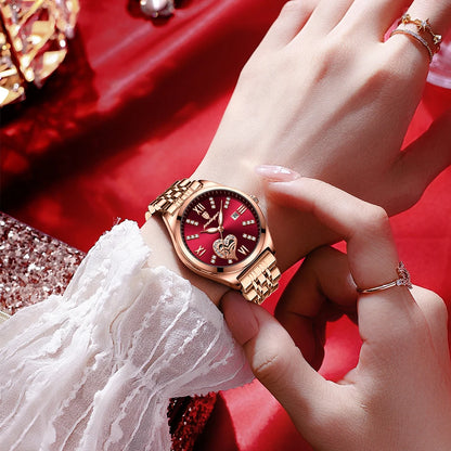 Women’s Luxury Quartz Watch – Stainless Steel Bracelet with Luminous Display