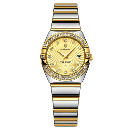Women’s Diamond Quartz Watch – Two-Tone Stainless Steel with Luminous Display