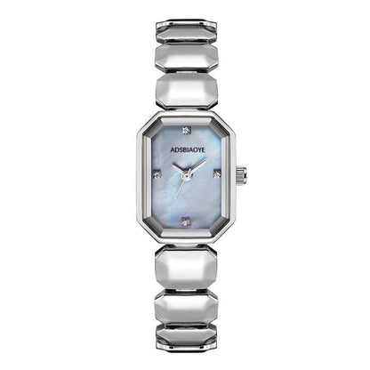 Silver-Toned Women's Casual Watch with Square Dial and Crystal Accents – Durable Stainless Steel Band, Lightweight Design 0
