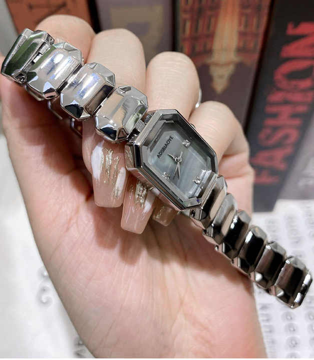 Silver-Toned Women's Casual Watch with Square Dial and Crystal Accents – Durable Stainless Steel Band, Lightweight Design 2