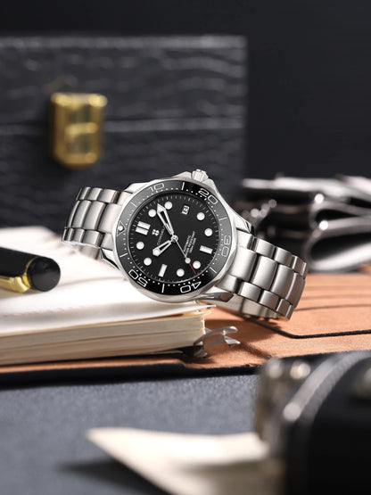 Silver Mechanical Watch with Sapphire Crystal and Ceramic Bezel – Automatic Movement Timepiece for Everyday Style and Durability 3