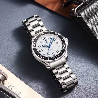 Silver Mechanical Watch with Sapphire Crystal and Ceramic Bezel – Automatic Movement Timepiece for Everyday Style and Durability 5